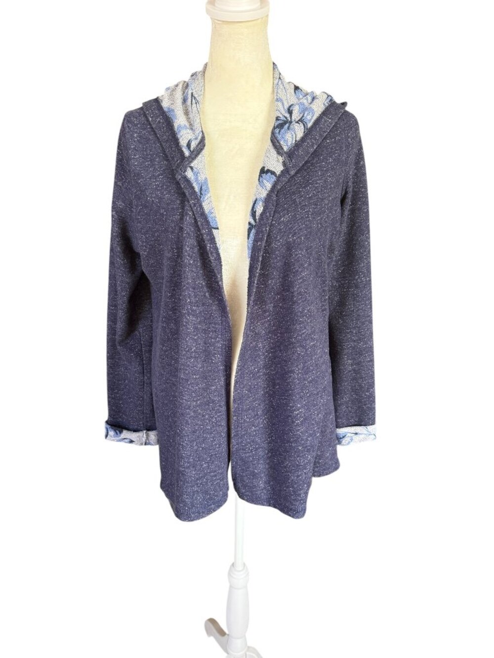 Silverwear blue long sleeve hooded open sweatshirt with pockets women's size S